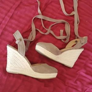 Canvas Taupe Wedges